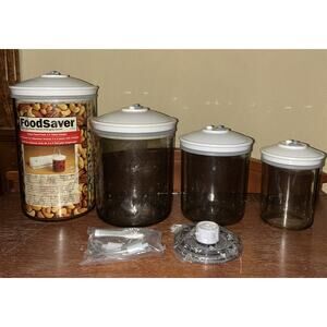Foodsaver Snail Vacuum Container Canister Smoke w/ Hose & Extras Set